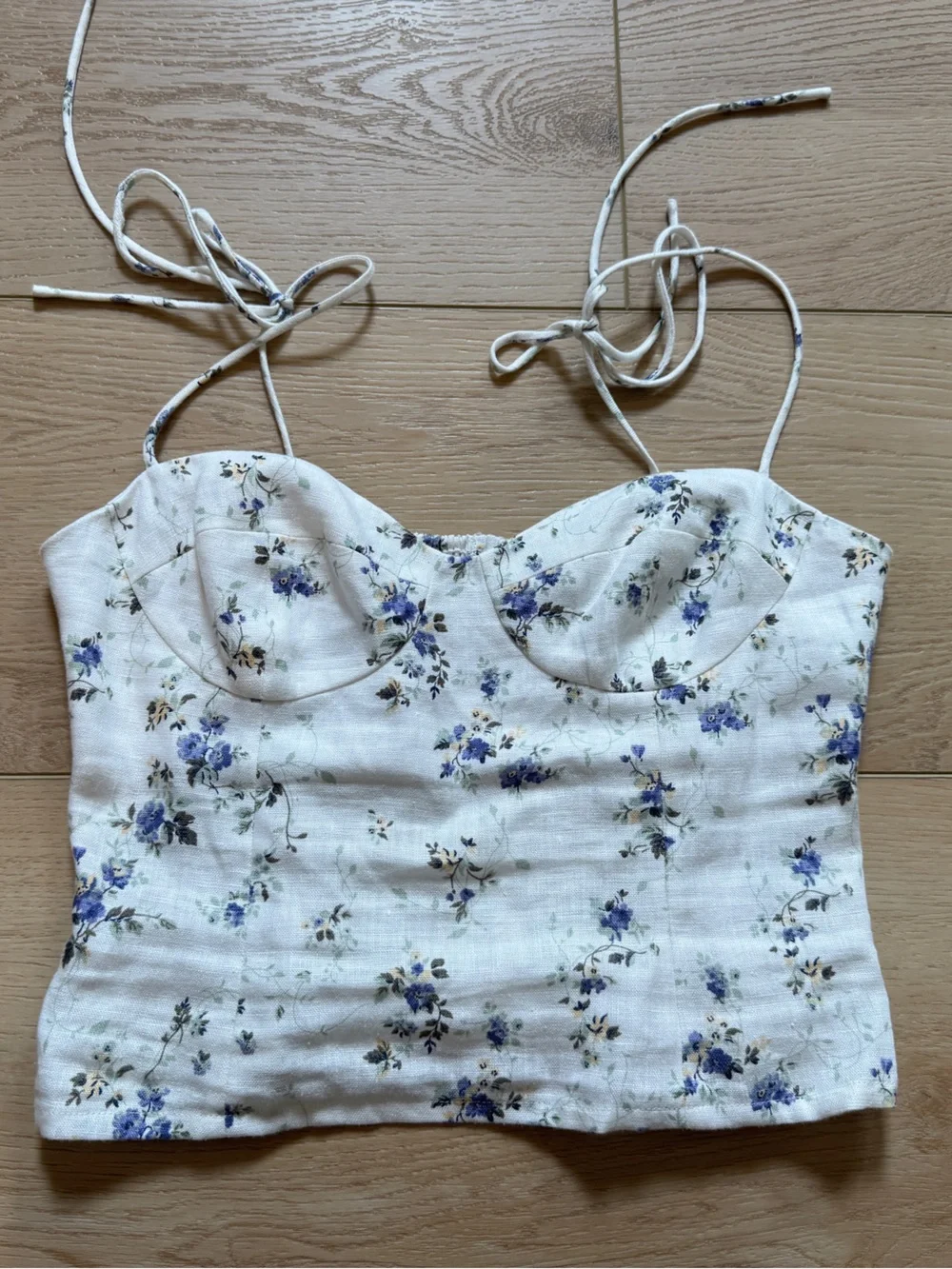 Reformation White Floral Liza Linen Top - Picture 2 of 7